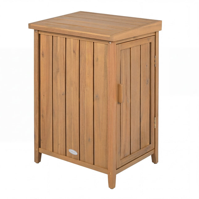Wood Package Delivery Box with Openable Lid and Removable Shelf for Garden