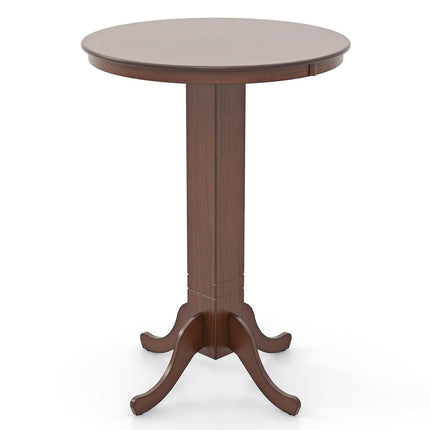 Wood Pub Round Dining Table with Pedestal Base