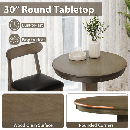 Wood Pub Round Dining Table with Pedestal Base
