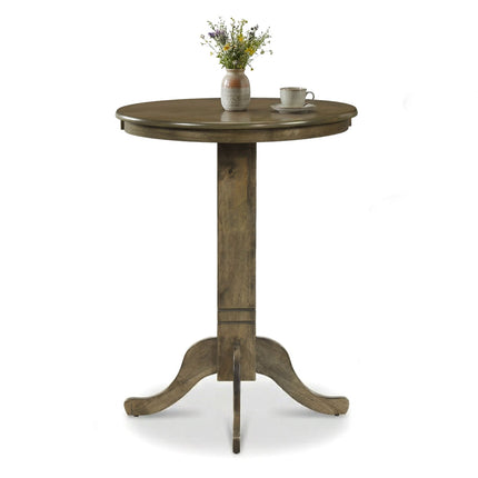 Wood Pub Round Dining Table with Pedestal Base