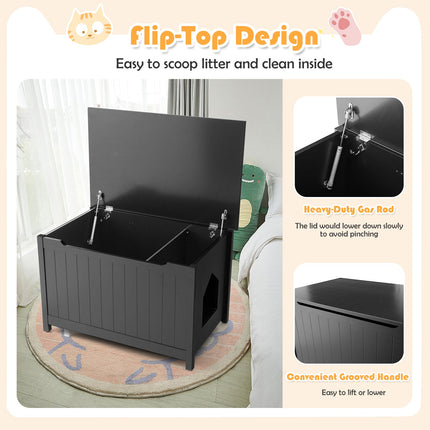 Wooden Cat Litter Box Enclosure with Top Opening Side Table Furniture
