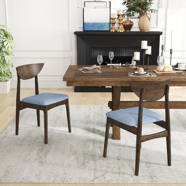 Wooden Dining Chair Set of 2 with Rubber Wood Leg-Brown
