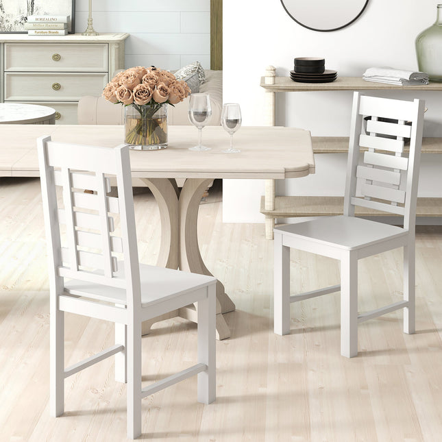 Wooden Dining Chair Set of 2 Solid Rubber Wood Kitchen Chairs