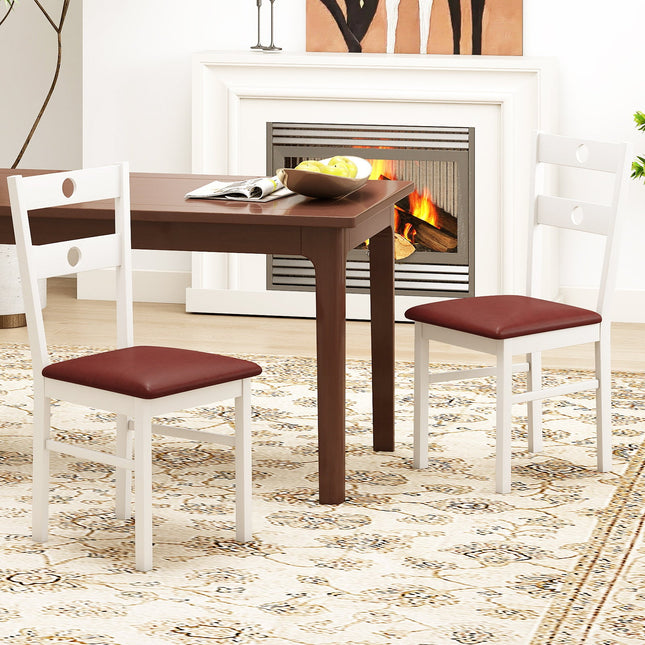 Wooden Dining Chairs Set of 2 Armless Kitchen Chairs with Hollowed Backrest