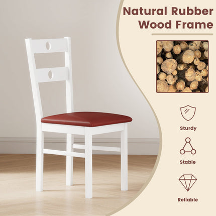Wooden Dining Chairs Set of 2 Armless Kitchen Chairs with Hollowed Backrest