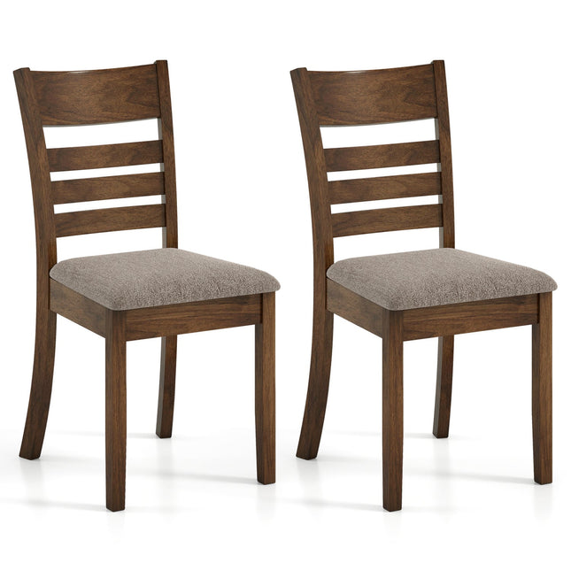 Wooden Dining Chairs Set of 2 Upholstered Kitchen Chairs with Rubber Wood Frame