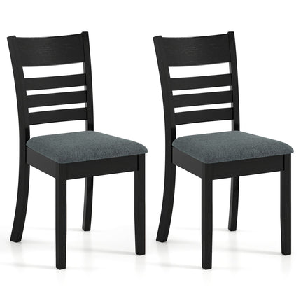 Wooden Dining Chairs Set of 2 Upholstered Kitchen Chairs with Rubber Wood Frame