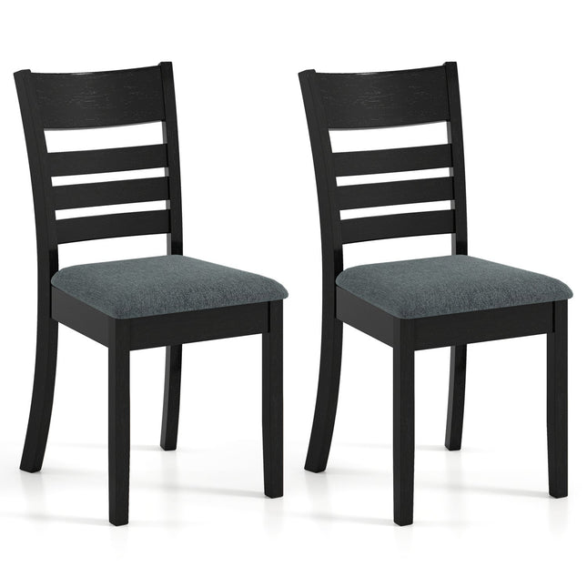 Wooden Dining Chairs Set of 2 Upholstered Kitchen Chairs with Rubber Wood Frame