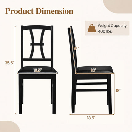 Dining Chairs Set of 2 with Padded Faux Leather Seats
