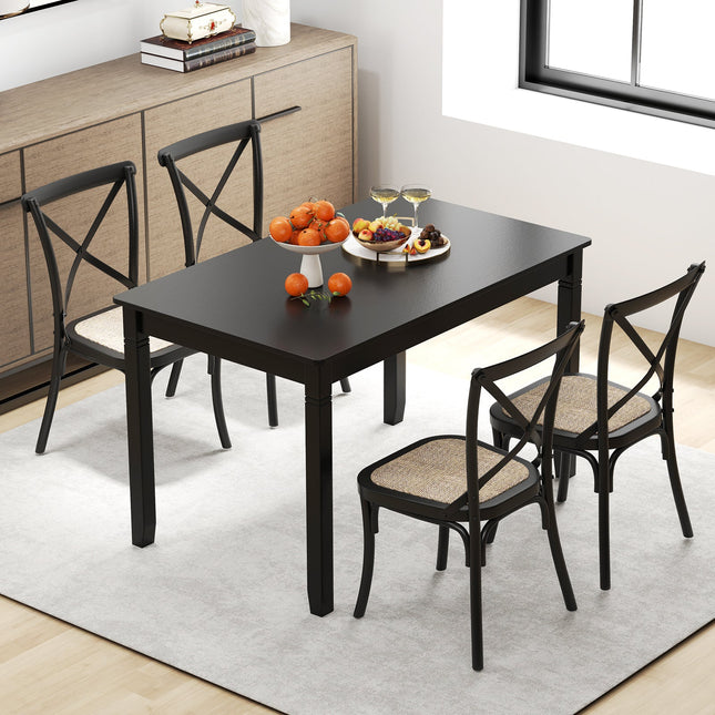 48-Inch Wooden Dining Table for 4 People Rectangular Kitchen Table with Rubber Wood Legs