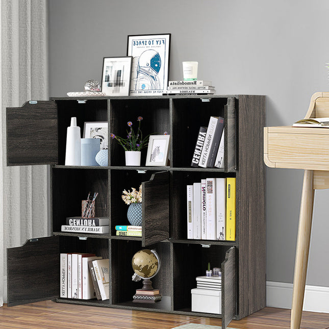 9-Cube Wooden Freestanding Bookcase for Home and Office