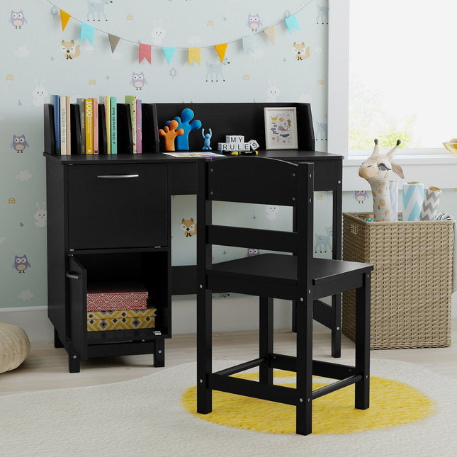 Wooden Kids Study Desk and Chair Set Student Workstation