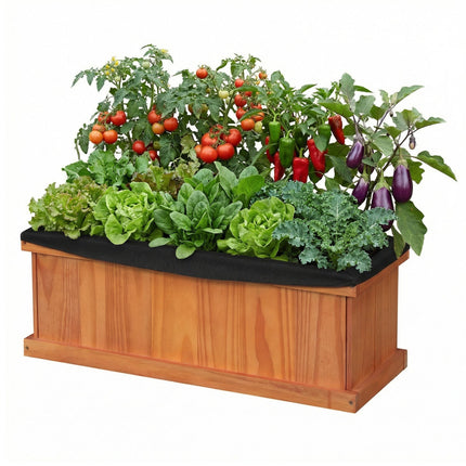 Wooden Raised Garden Bed with Drainage Holes and Liner Solid Fir Wood Planter Box