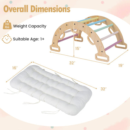 Wooden Rocking Climbing Arch with Cushion 3-in-1 Montessori