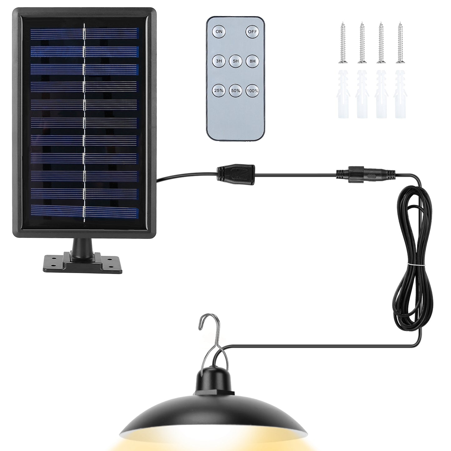 Solar Shed Lights Dimmable Timing Auto Off Sensor Hanging Lamp IP65 Waterproof Remote Control Pendant Light For Garden Patio Balcony with 9.84FT Wire