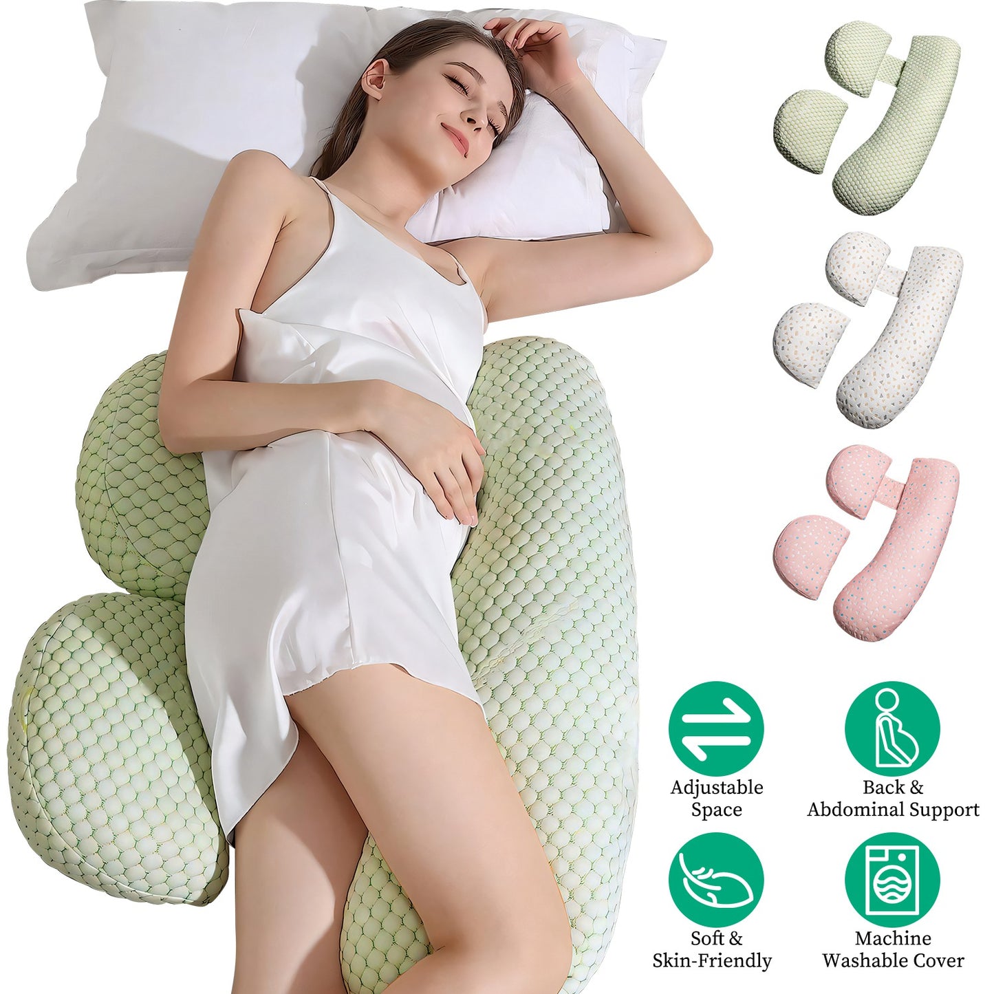 Pregnancy Pillows Adjustable Support Maternity PillowÊSoft Side Sleeper Pregnancy Pillows Wedge Pillow with Detachable Pillow Cover