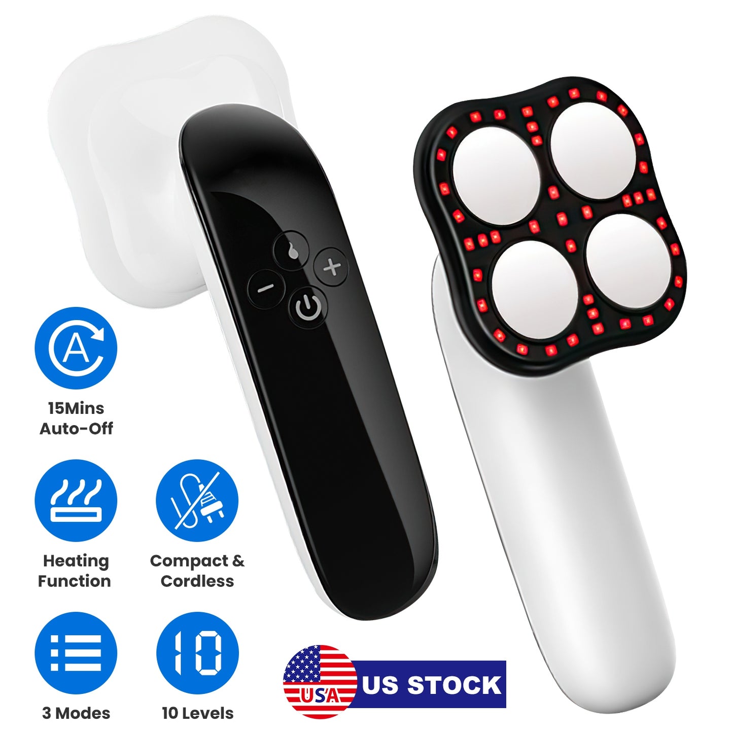 Body Shaping Machine Cordless Cellulite Massager Skin Tightening Device with 3 Modes 10 Levels Heating Function 15Mins Auto-off for Belly Waist Butt A