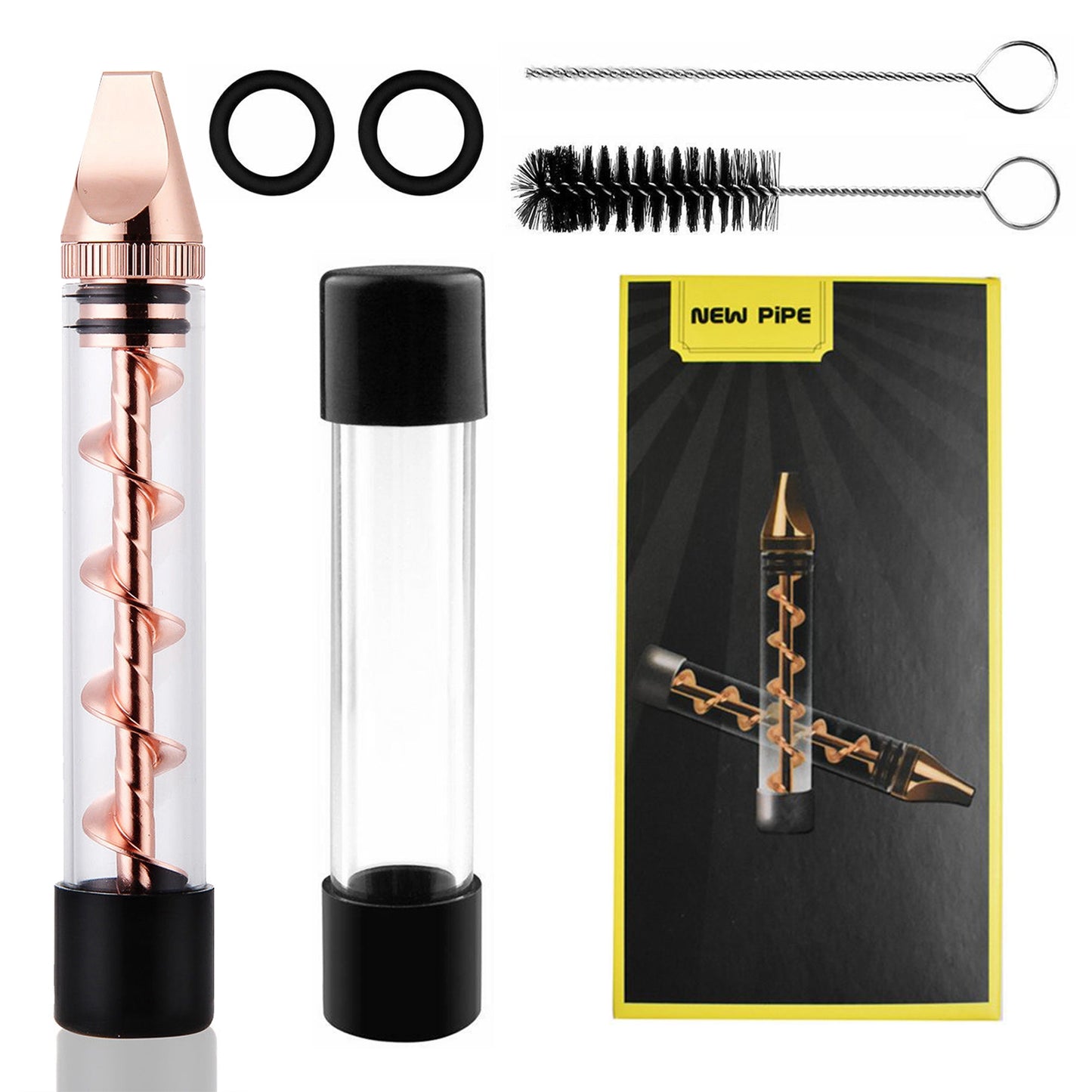 7-in-1 Glass Twisty Blunt Kit – Grinder, Metal Tip & Brush