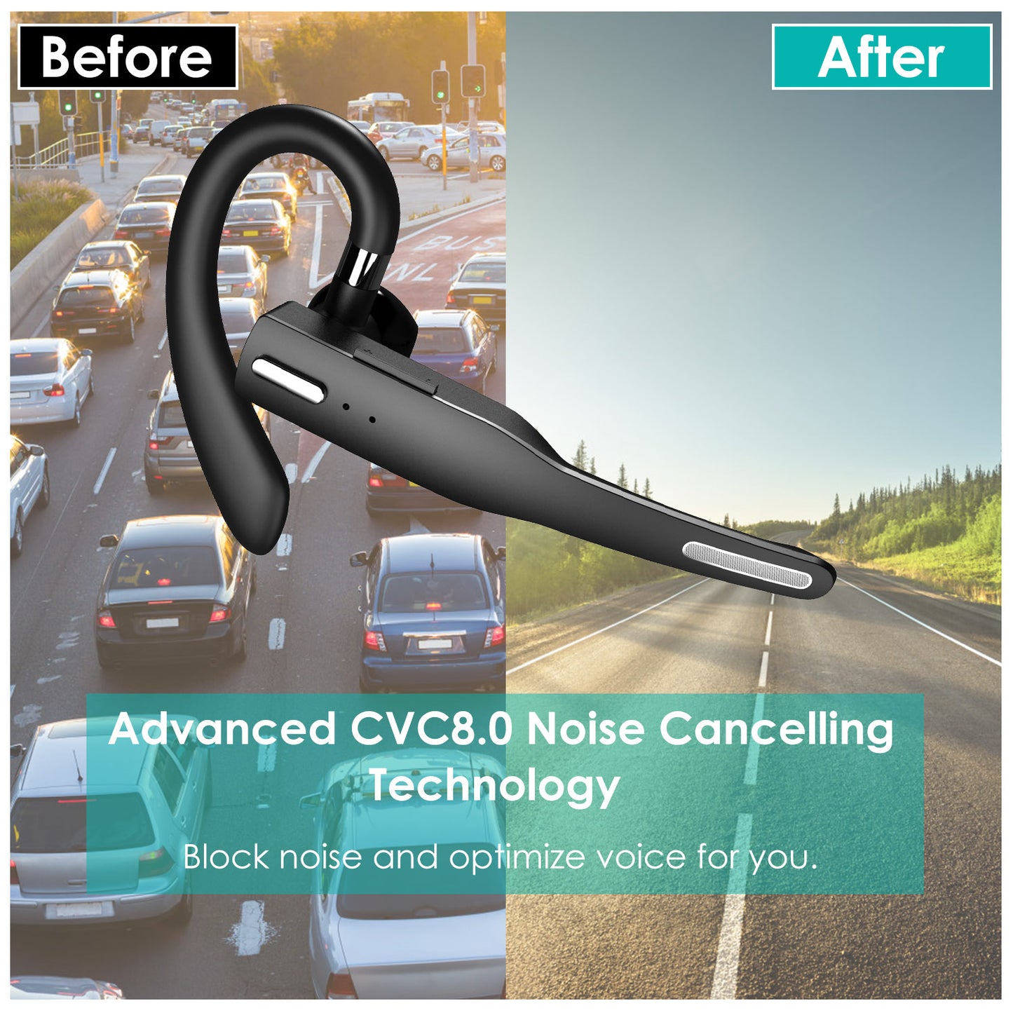 Unilateral Wireless V5.1 Business Earpiece with Charging Case Rechargeable Wireless in-Ear Headset with Hook for Car Driving Phone Call Office