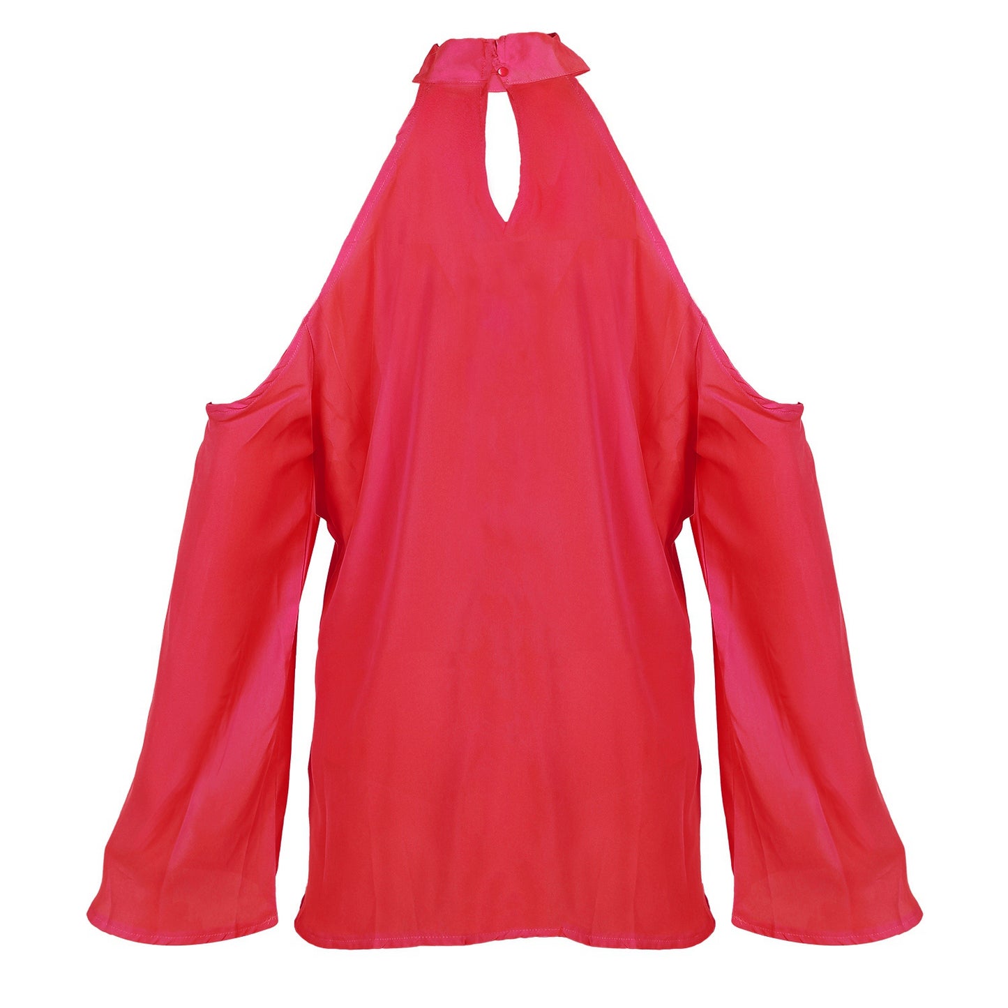 Women\'s Sexy Off The Shoulder Blouses Cold Shoulder Tops V-Neck Long Sleeve T-Shirt Solid Color Summer