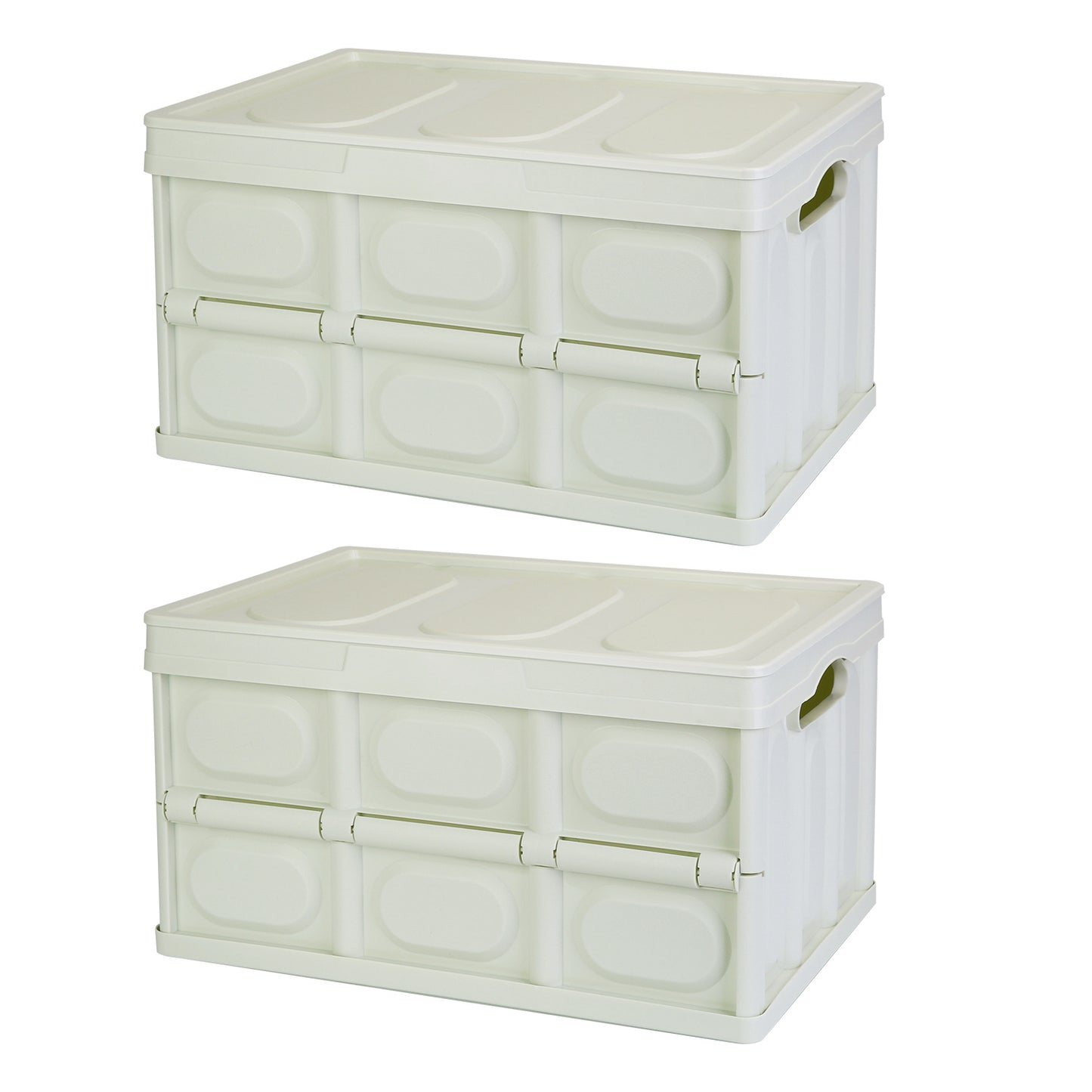 2Pcs 30L Collapsible Storage Bins With Dustproof Lid Waterproof Interior Bag Handle Stackable Storage Box Container Utility Organizer Crate For Campin