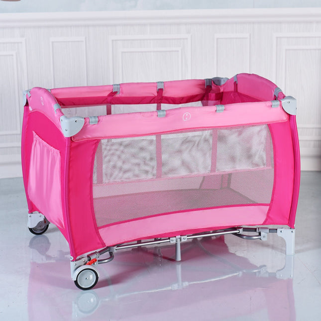 Foldable Wagon Stroller for 2 Kids with Removable Canopy and Adjustable Push Handle