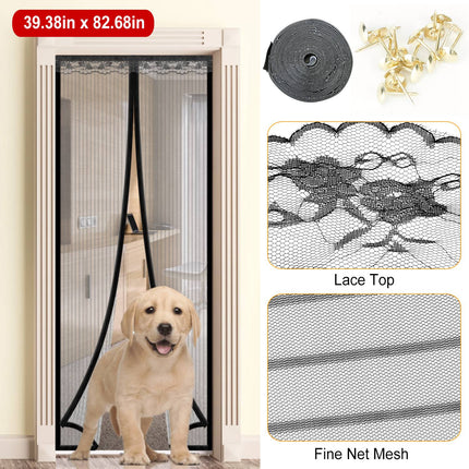 Magnetic Mesh Curtain Hands-free Fly Mesh Door Curtain 39x82” Self-adhesive Door Screen Anti Mosquito Bugs
