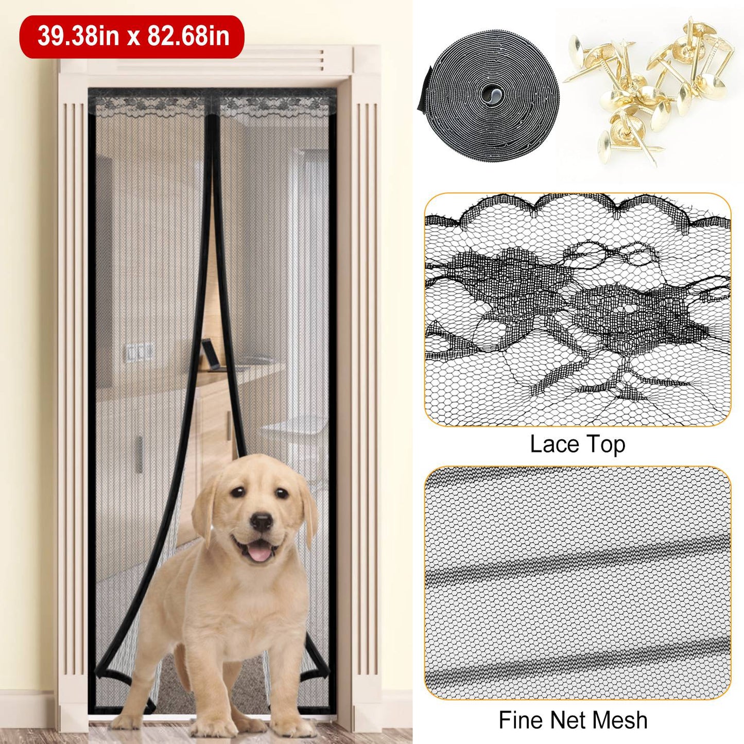 Magnetic Mesh Curtain Hands-free Fly Mesh Door Curtain 39x82Ó Self-adhesive Door Screen Anti Mosquito Bugs