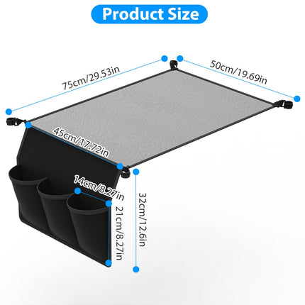 Hanging Storage Net for 35.43x23.62 Camping Table Under Table Folding Net Bag Tear-Resistant with 3 Side Pockets 4 Corner Clips for Camping Hiking Fis