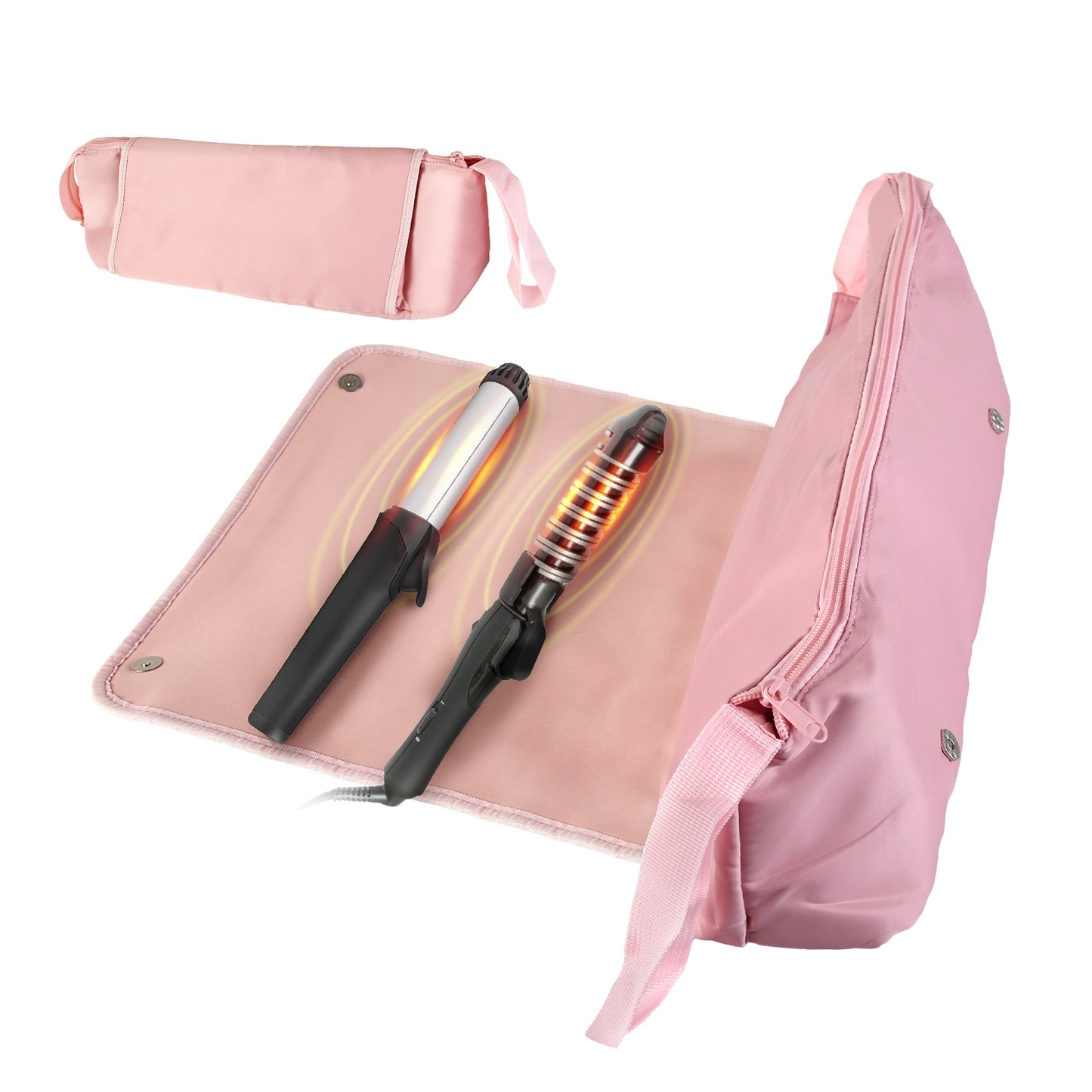 2 In 1 Hair Tools Travel Bag and Heat-resistant Mat Curling Iron Travel Case Hair Tool Pouch Holder Organizer for Curling Iron Straightener Hair Dryer