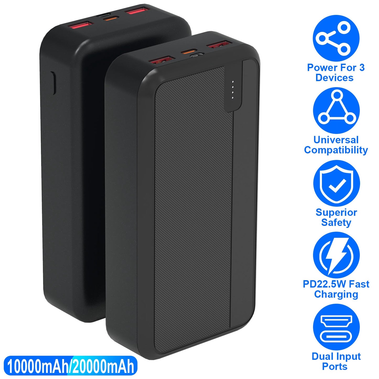 20000mAh PD22.5W Fast Charging Power Bank Fast Charger Portable Phone Charger with Type-C USB Cable Fit For IOS Phone 15/14 Samsung Galaxy S24 And Mor