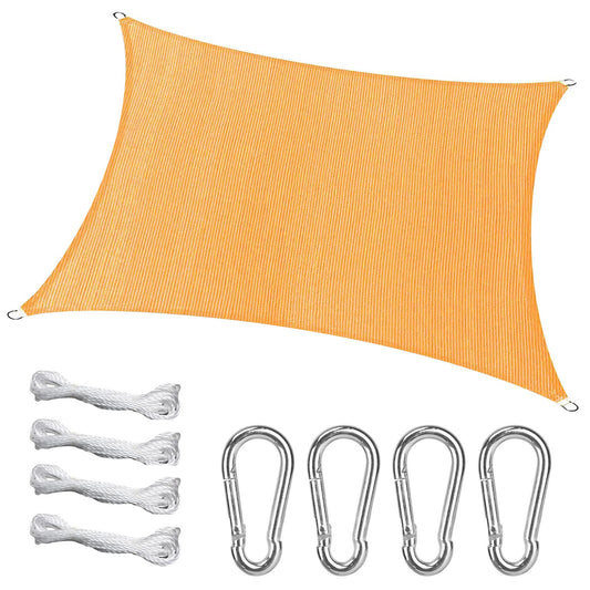 Rectangle Top CanopyÊ98% UV Block Awning Shelter 185GSM HDPE Patio Cover with Snap Hooks Ropes for Outdoor Garden Backyard