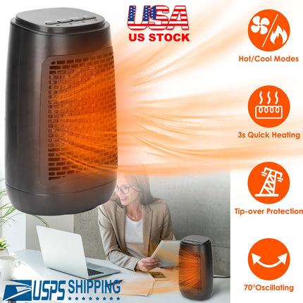 1500W Ceramic Space Heater with Oscillation & Tip-Over Protection