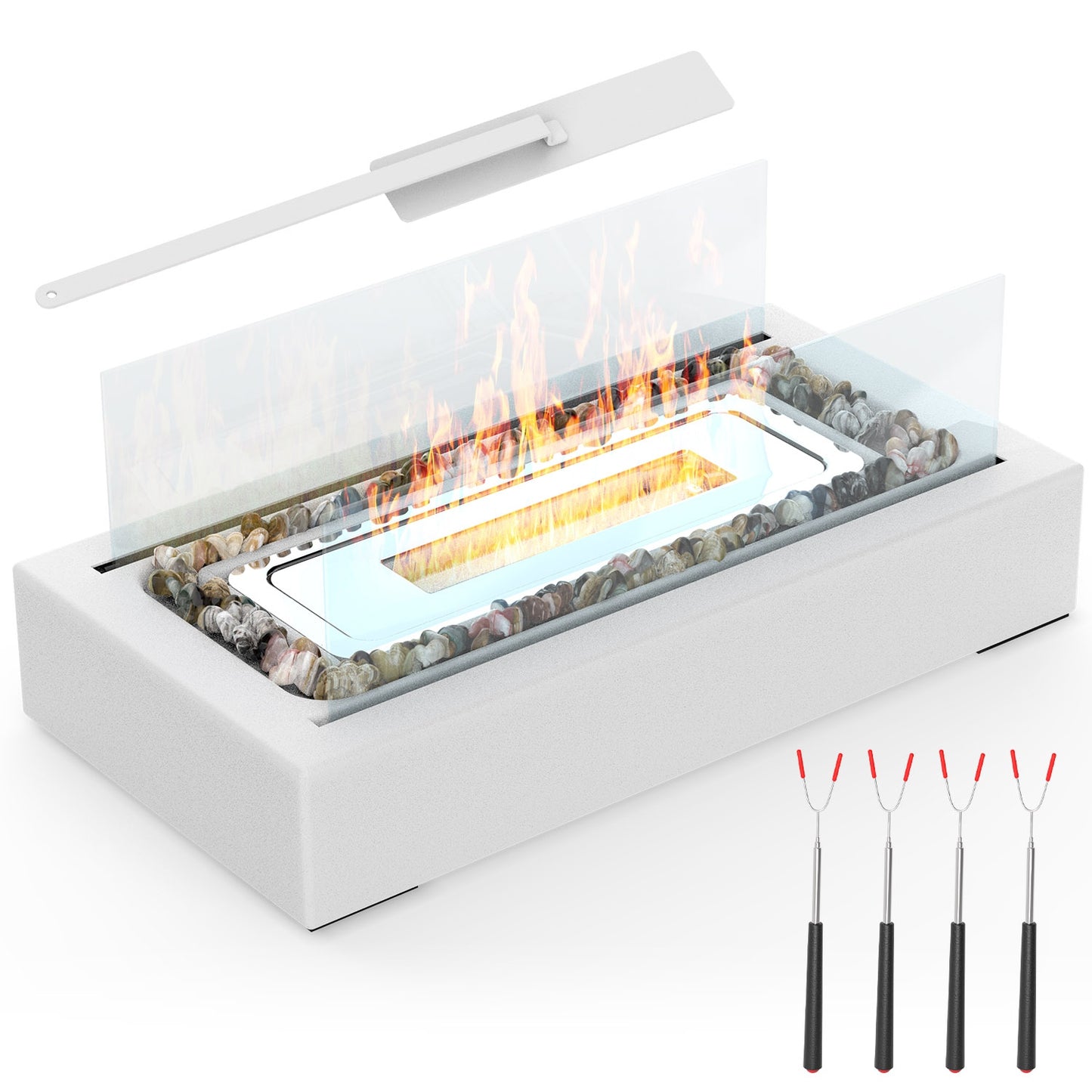 Tabletop Fire Pit With Roasting Sticks Portable Indoor Outdoor Tabletop Fireplace Ethanol Mini Fire Pit Table Top Decoration for Christmas Dinner Part