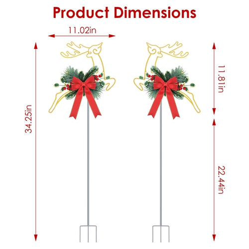 2-Pack LED Christmas Reindeer Pathway Stake Lights – Battery Powered