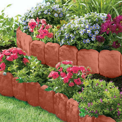 Plastic Garden Lawn Edging 20-Piece Cobblestone Effect