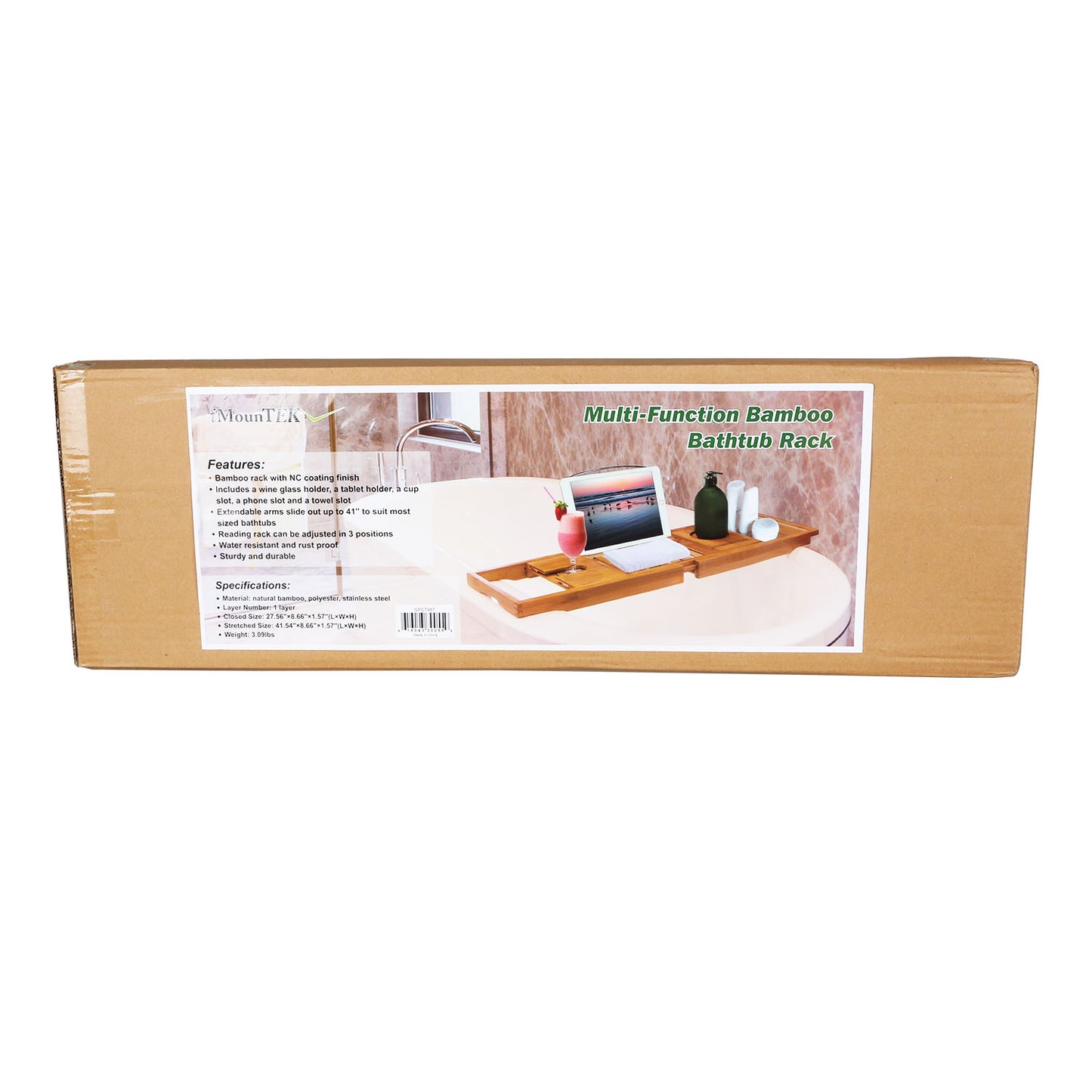 Bathtub Caddy Tray Crafted Bamboo Bath Tray Table Extendable Reading Rack Tablet Phone Holder Wine Glass Holder Shelf Desk Bathroom Spa