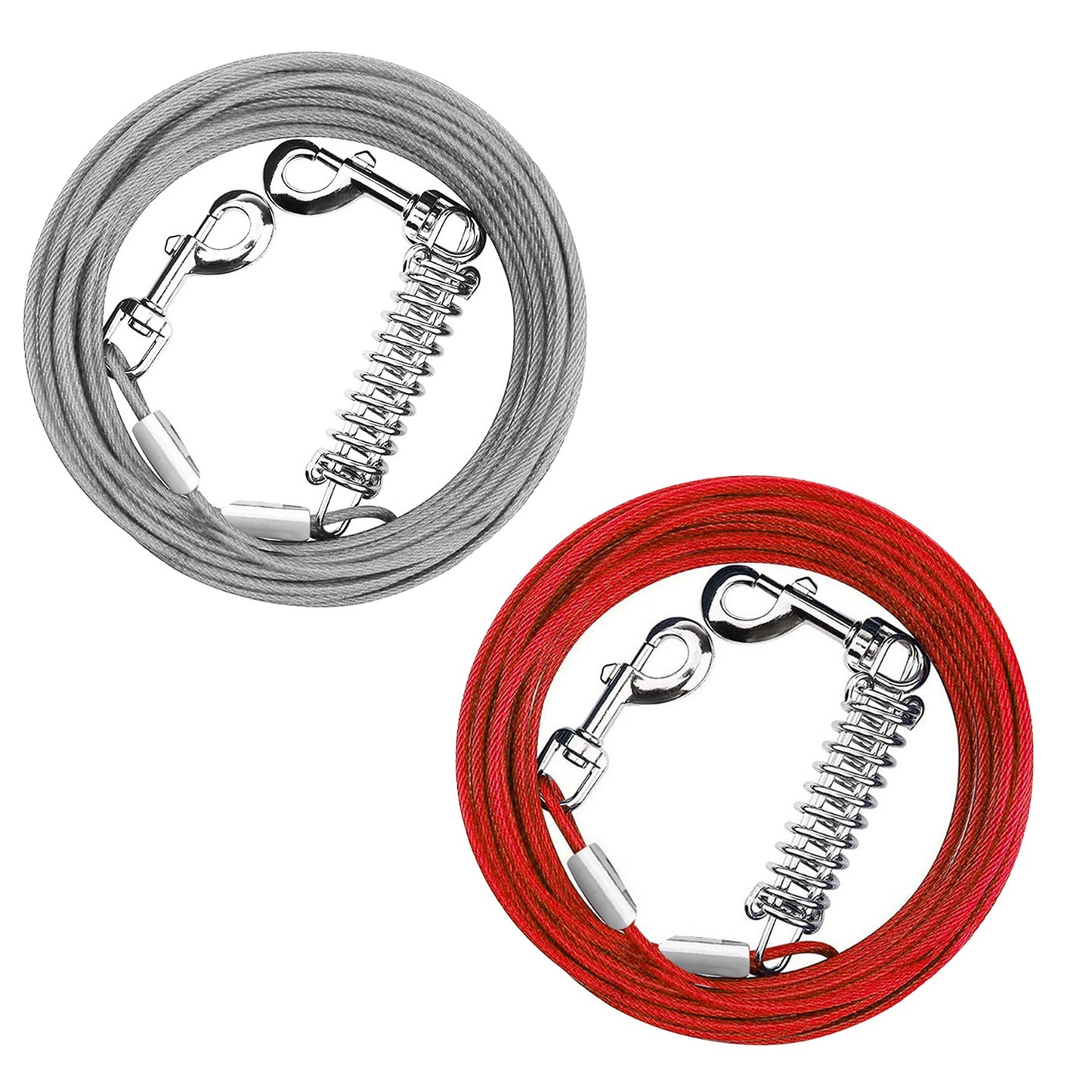 29.5FT Dog Tie Out Cable Long Dog Leash Chew Proof Lead Dog Chain with Durable Spring 360¡ Rotatable Clips PVC Case for Outside Yard Caming