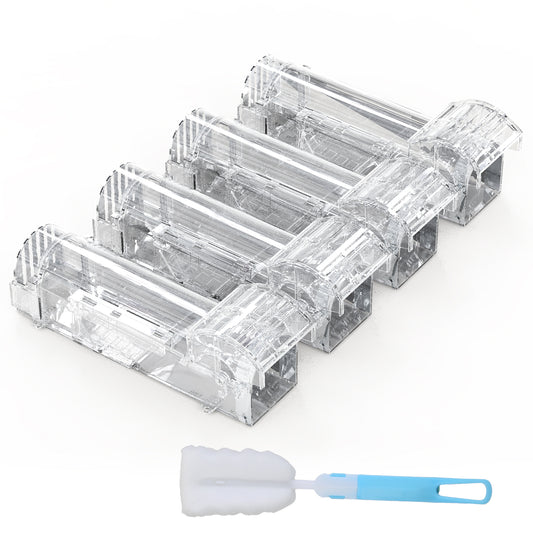 4Pcs Humane Live Mouse Trap Reusable Rat Rodent Trap Catch Release Cage Safe for Family Children Pets Easy Setup