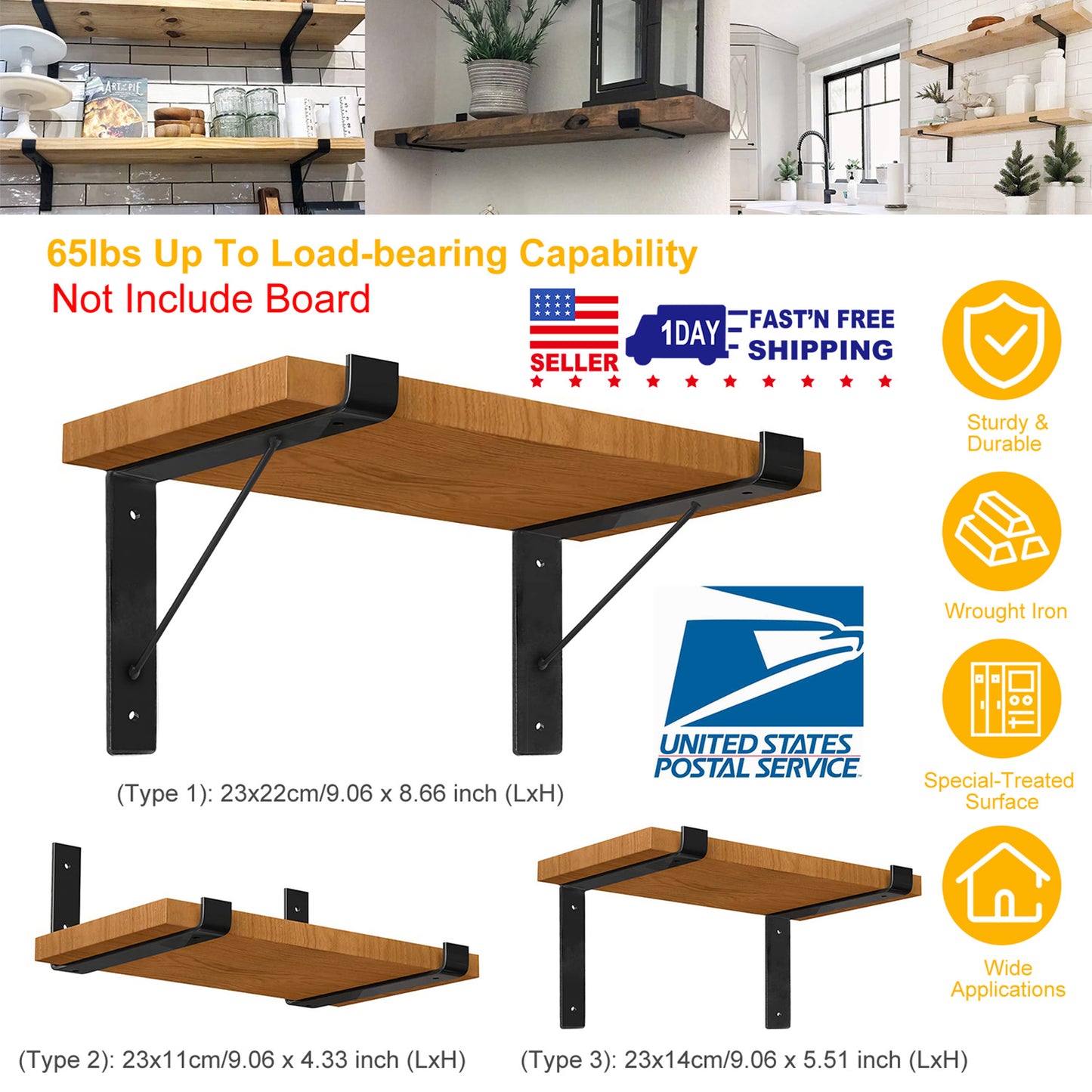 2Pack Wall Mounted Shelf Bracket Heavy Duty L-Shaped Metal Shelf Bracket Rack Support with Screws Set