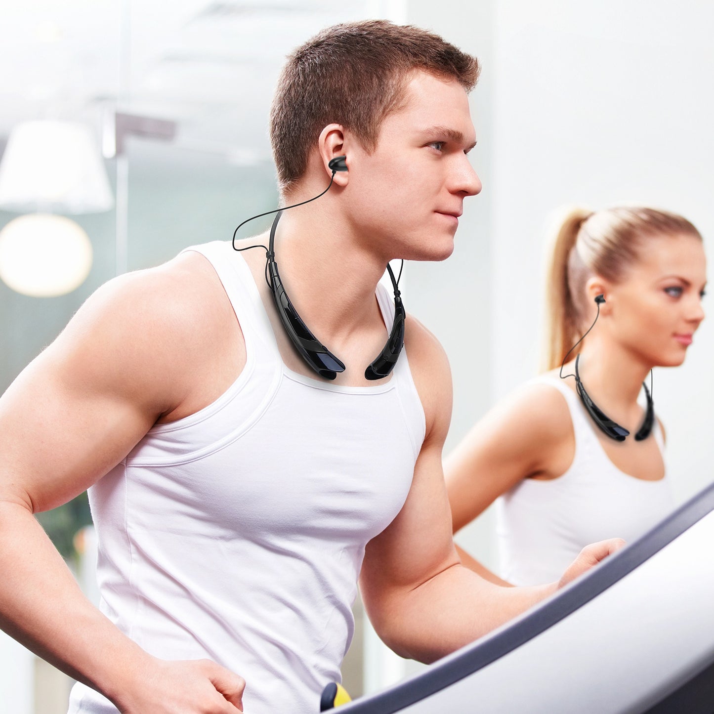 Wireless Neckband Headphones V5.0 Sweat-proof Sport Headsets Earbuds In-Ear Magnetic Neckbands Stereo Earphone Deep Bass Earphone w/Mic