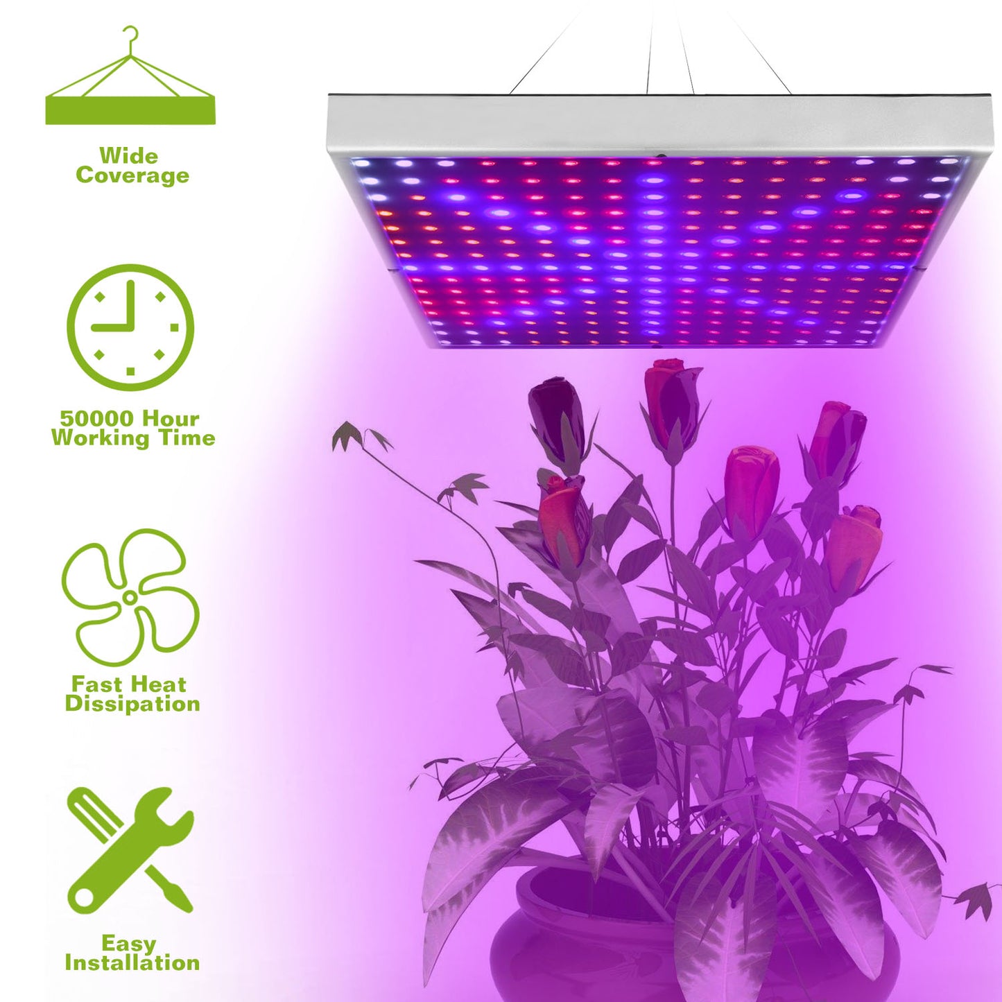 LED Grow Light Full Spectrum Hanging 225 LEDs Plant Grow Lamp Indoor Grow Light for Greenhouse Succulents Seedlings Plants Veg and Flower 15W LEDs