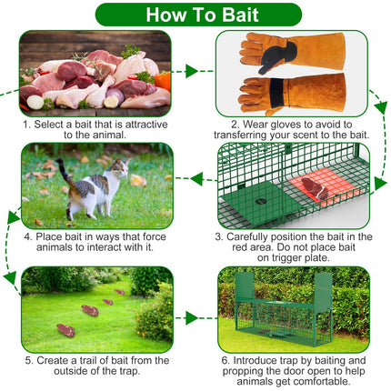 32in 2 Door Live Animal Cage Trap For Animals Under 12LBS Easy To Setup Humane Galvanized Iron Trap Cage For Rabbits Groundhogs Skunk Opossums Nutria