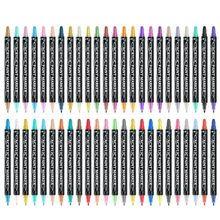 Dual Tip Acrylic Paint Markers Set - Water-Based & Quick-Dry