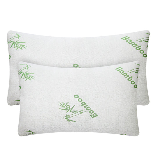 2Pcs Bamboo Memory Foam Pillow Hypoallergenic Bed Pillow For Head Neck Rest Sleeping Shredded Pillow Washable Cover Queen Size Pillow