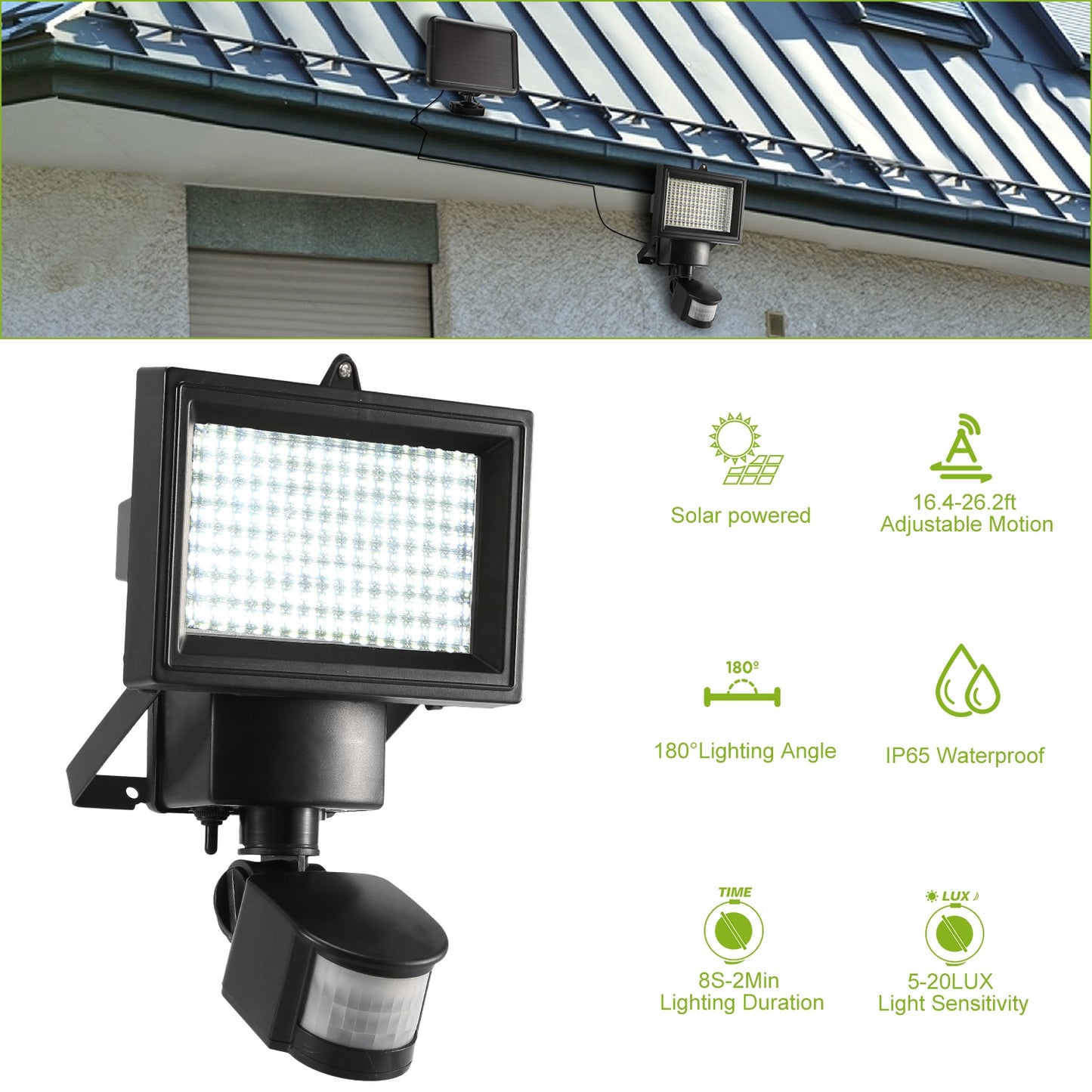 Solar Lights 1000lm Wall Lights Solar Flood Lights w/ Light Sensitivity 120¡ Motion Sensor IP65 Waterproof 180¡Illumination Lamps for Garage Garden Fr