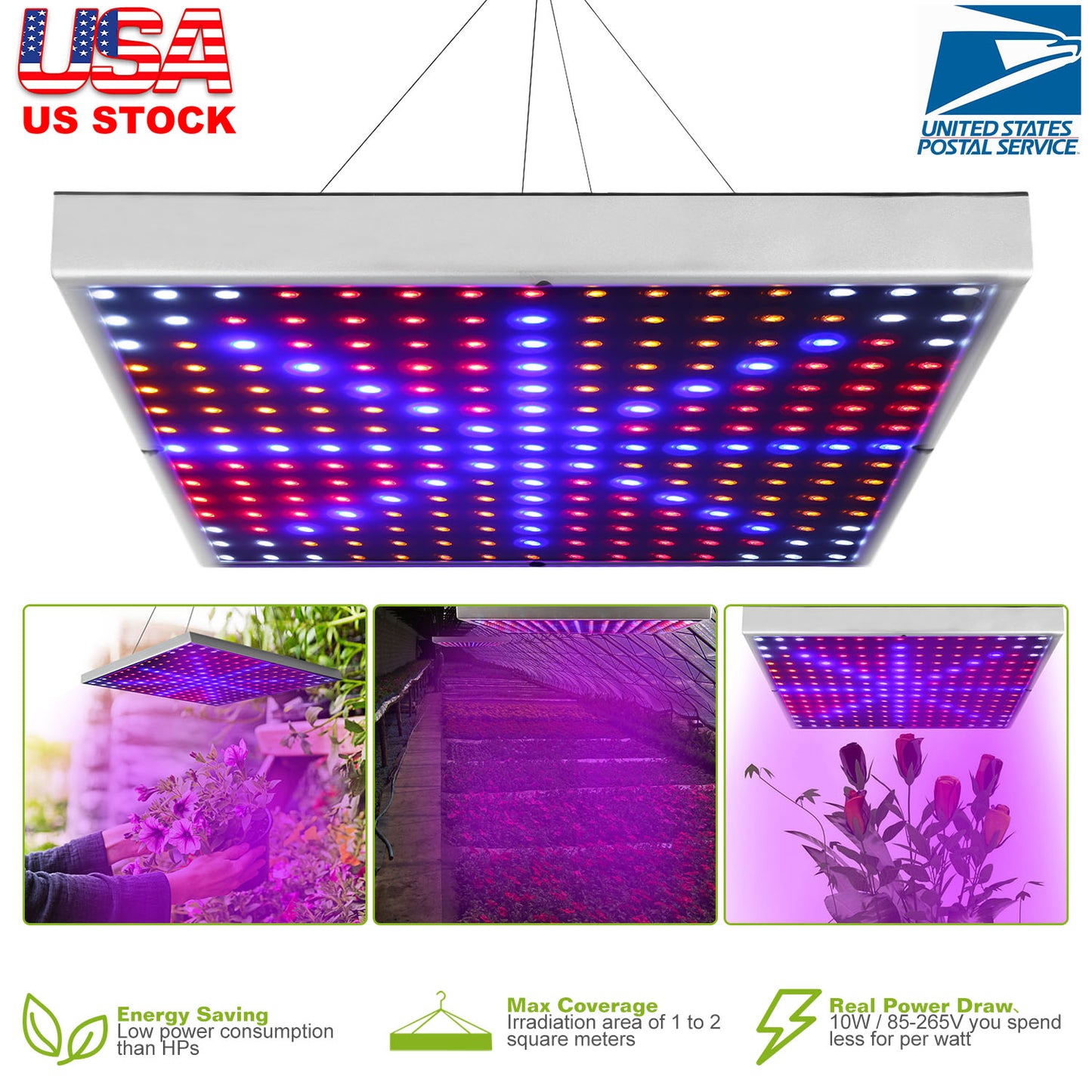 LED Grow Light Full Spectrum Hanging 225 LEDs Plant Grow Lamp Indoor Grow Light for Greenhouse Succulents Seedlings Plants Veg and Flower 15W LEDs