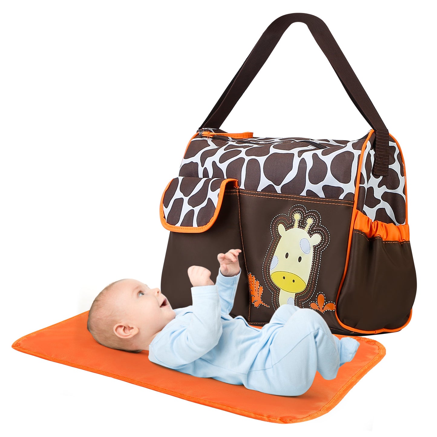 Baby Nappy Diaper Bags Mummy Diaper Duffel Shoulder Bags w/ Wipeable Diaper Changing Pad Transparent Bag Travel Tote Handbags For Overnights