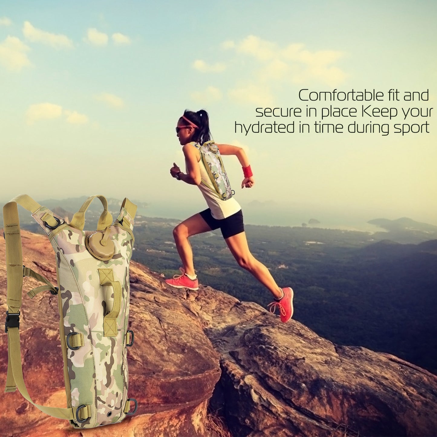 iMounTEK Tactical Hydration Pack 3L Water Bladder Adjustable Water Drink Backpack for Hiking Cycling Climbing Running