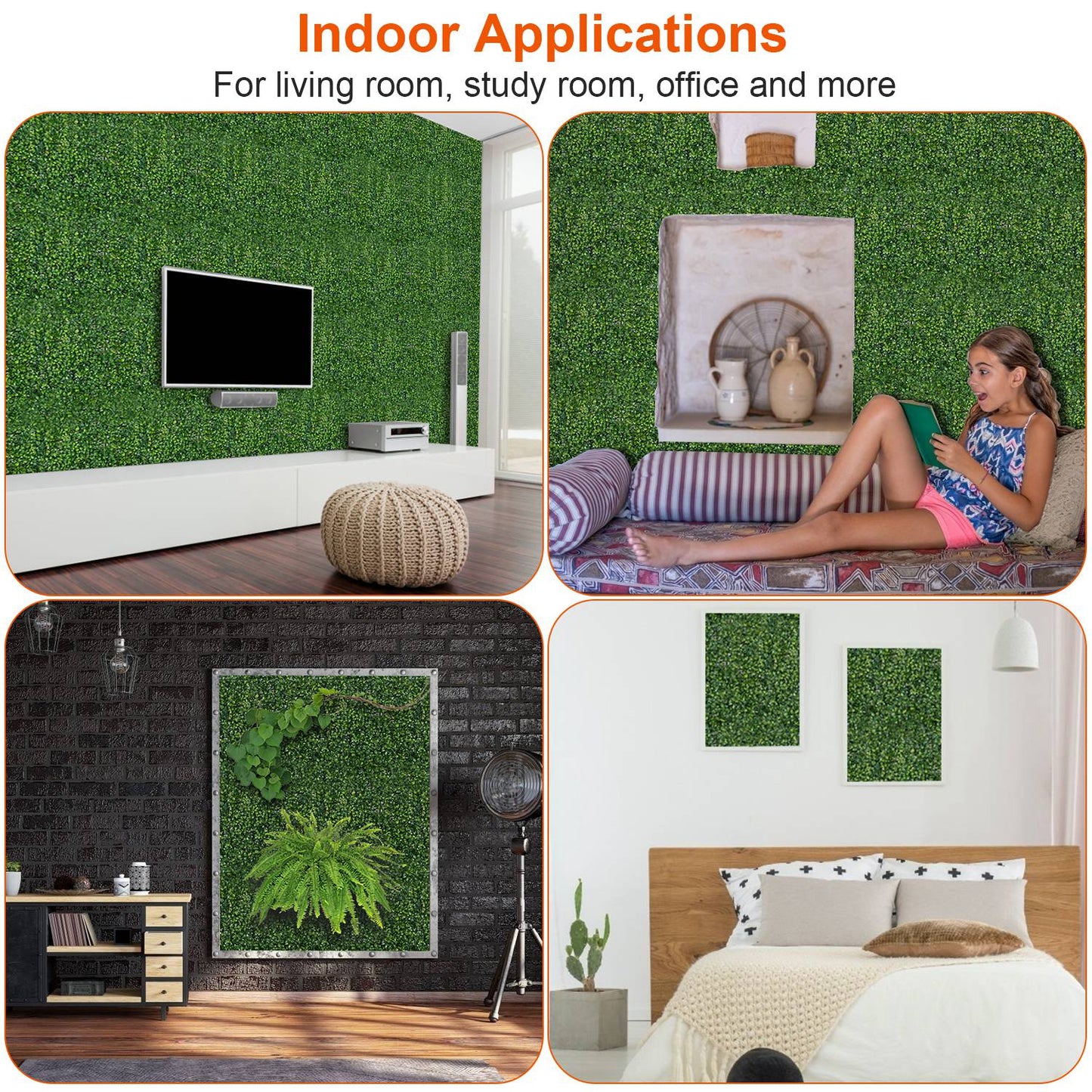 12PCS Boxwood Hedge Panels – Artificial Grass Wall & Privacy Screen